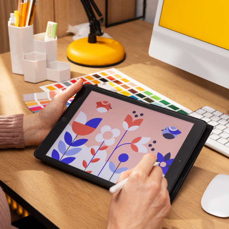 Still life of graphic design studio